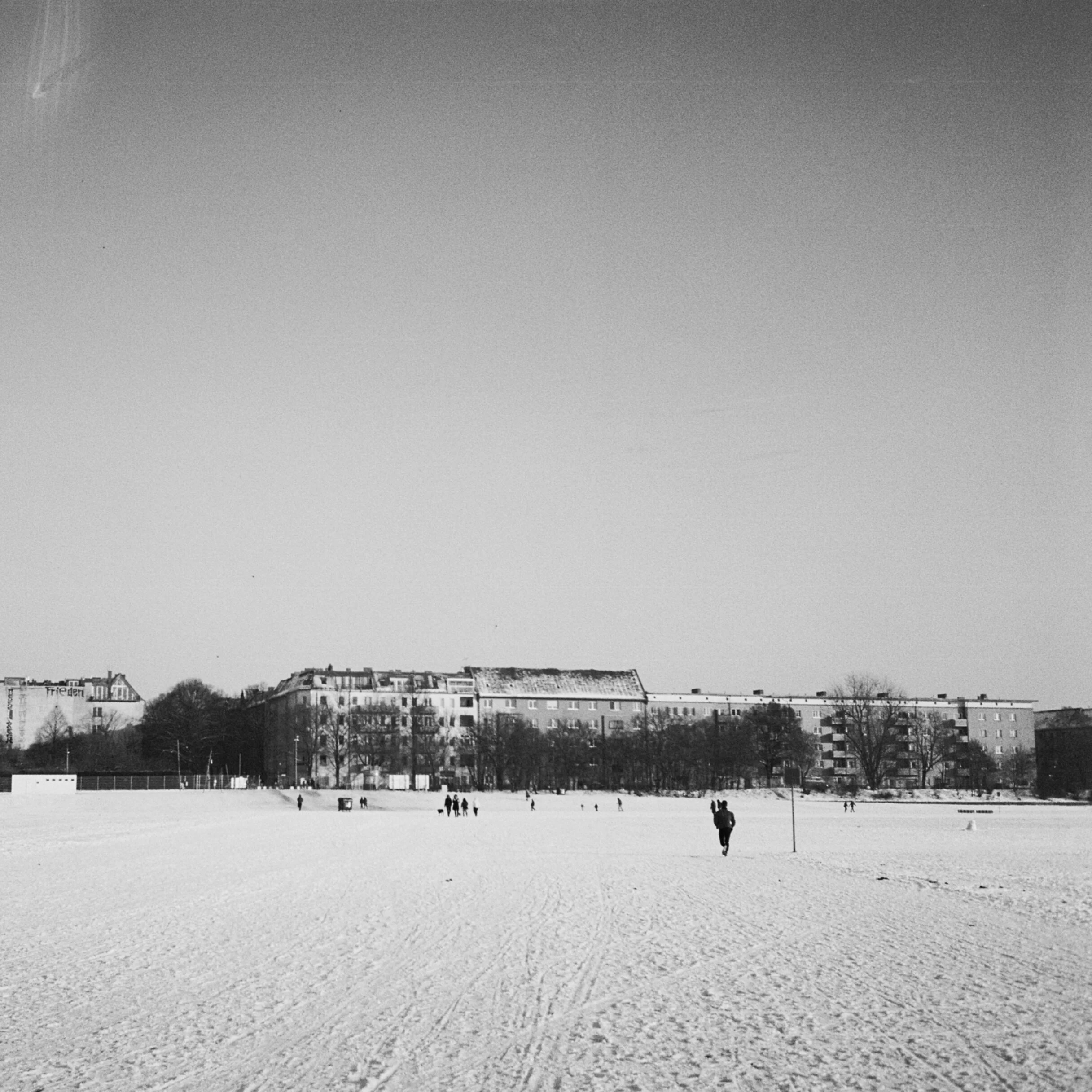 Berlin in snow, black and white film